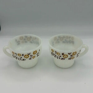 set of vintage Termocrisa Floral Milk Glass cups